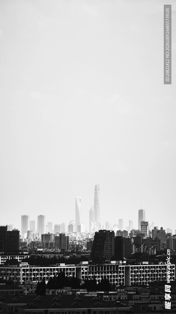 黑白朦胧城市天际线