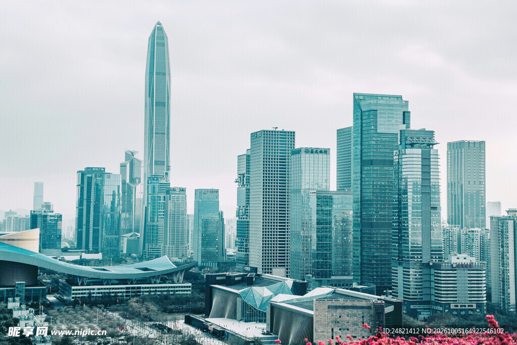 城市摩天建筑群景观