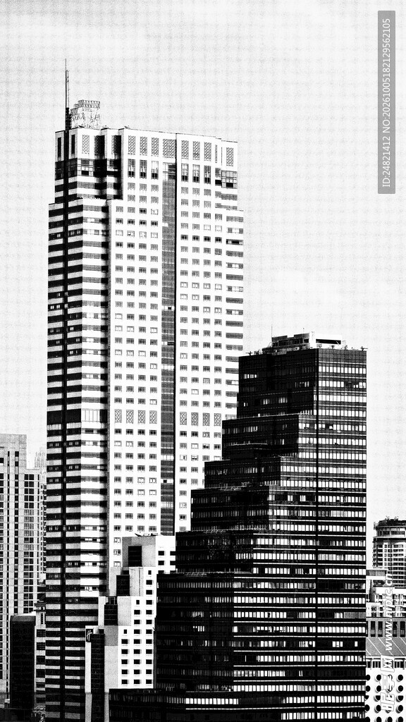 黑白都市摩天楼群