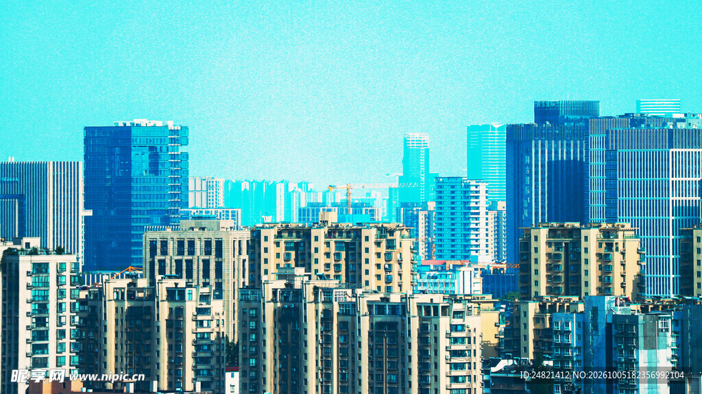 城市高层建筑群远景