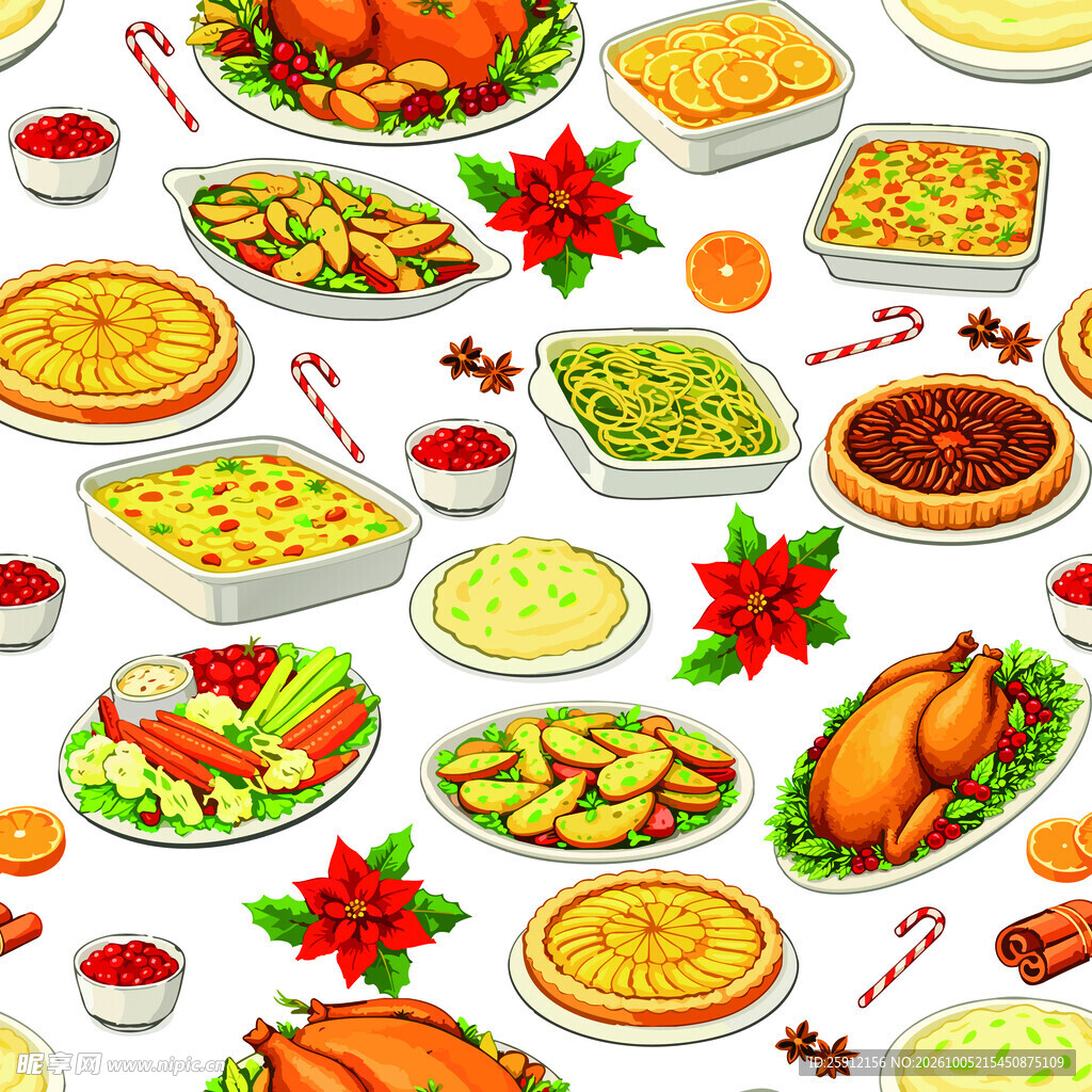 圣诞节日美食插画