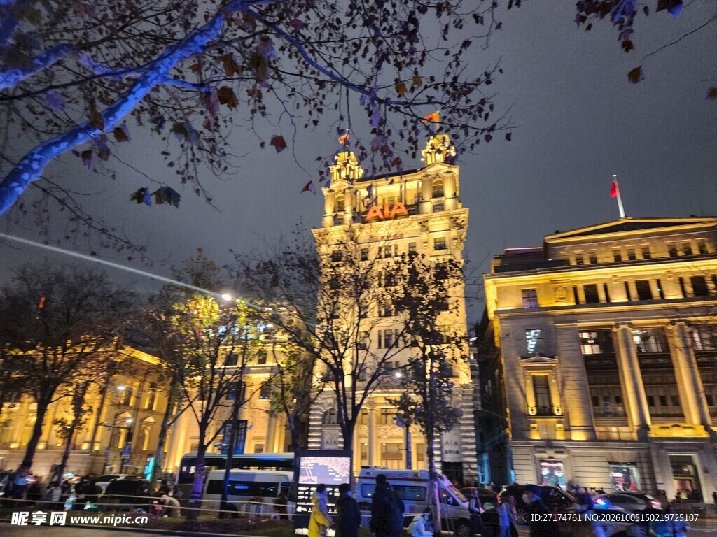 城市欧式建筑夜景