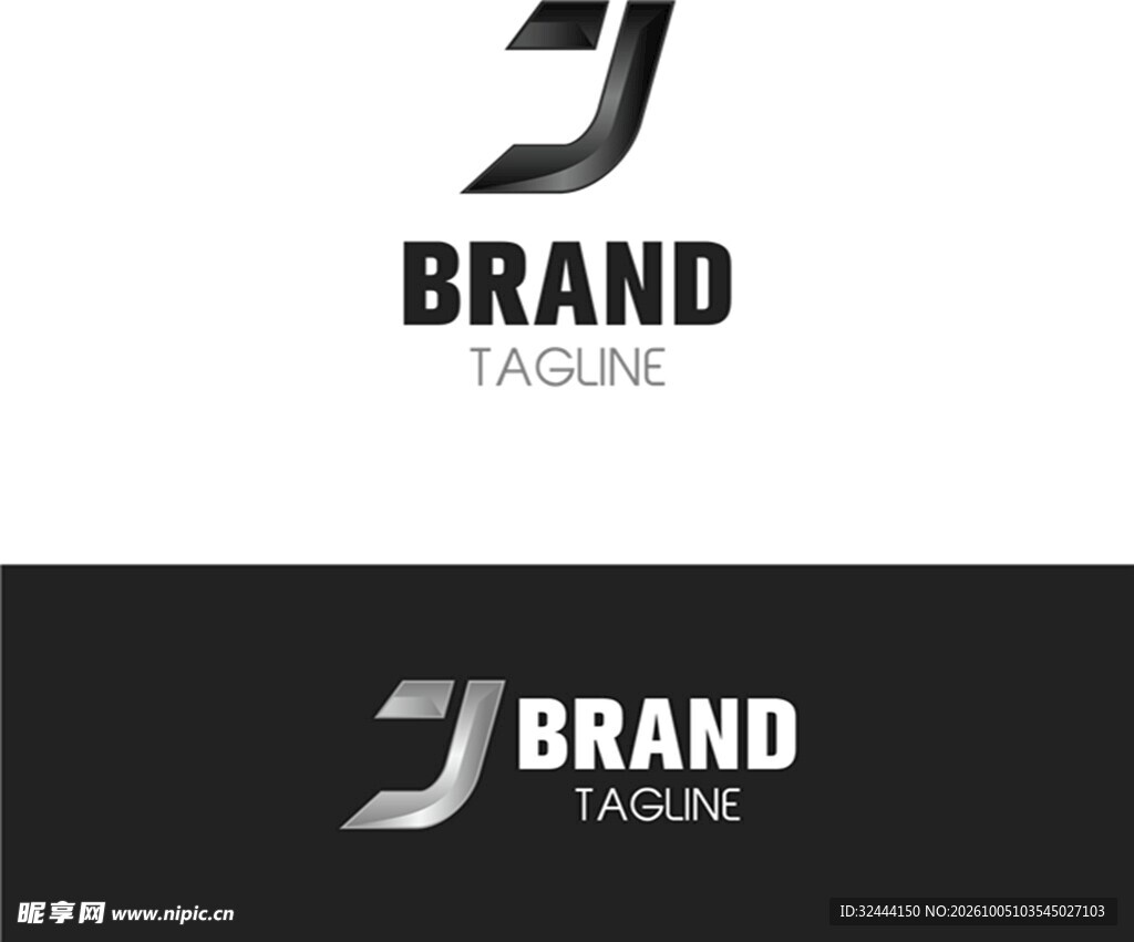 J字母简约品牌logo设计