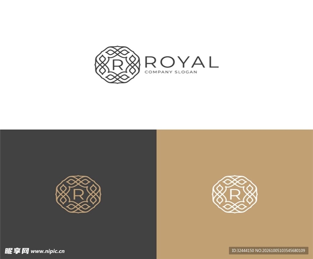皇家轻奢R字母logo设计