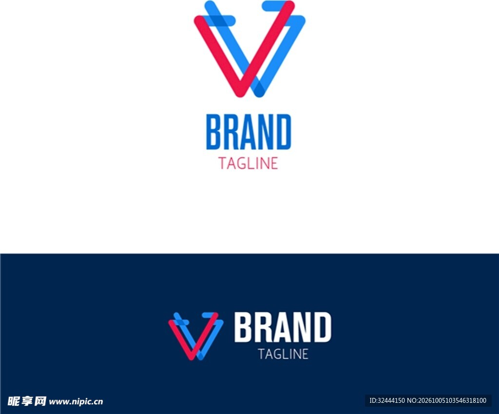 V字母创意品牌logo设计