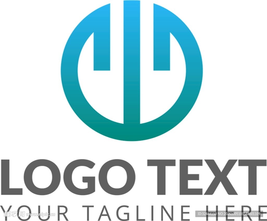 蓝绿渐变圆形logo设计