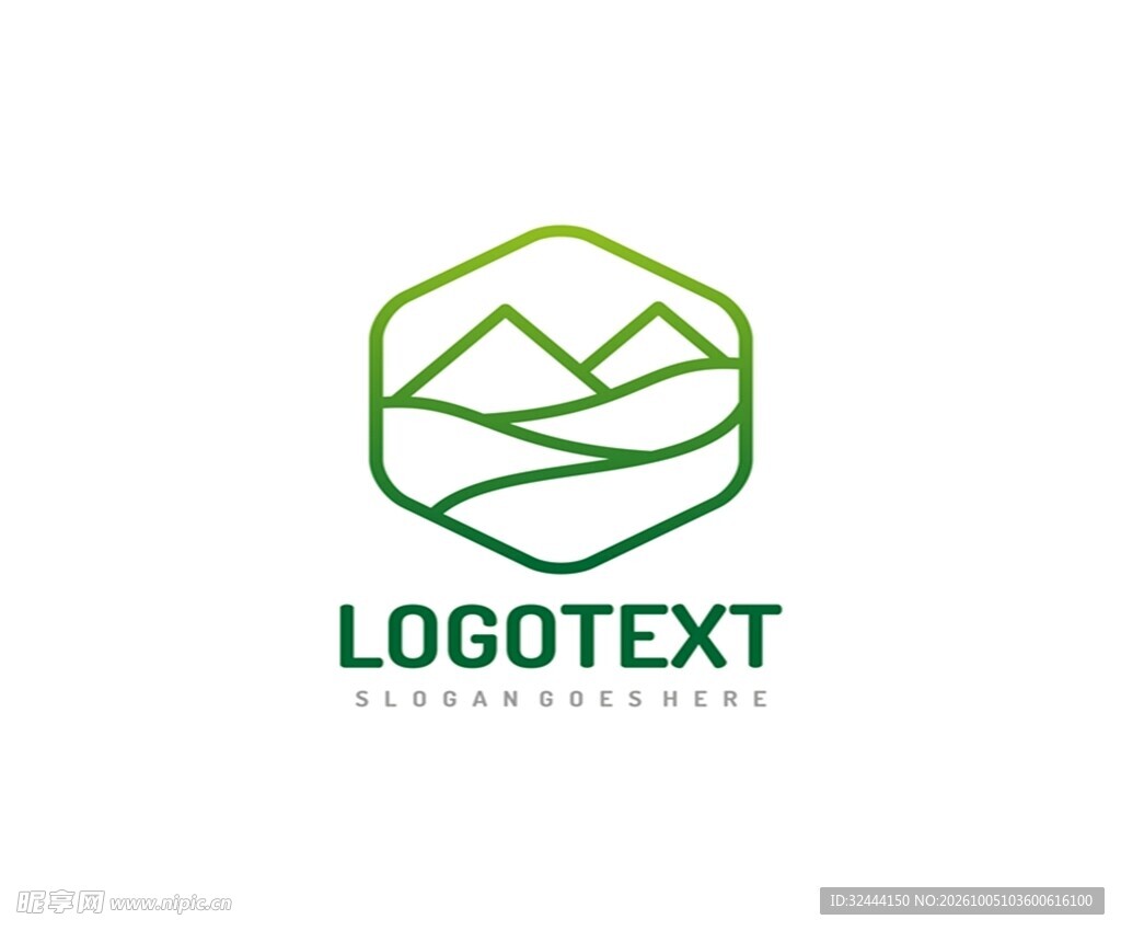 绿色山水线条logo设计