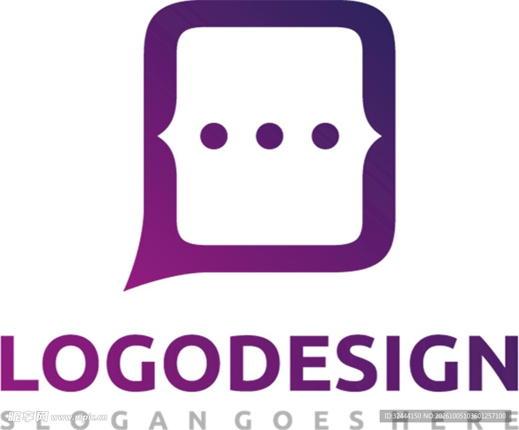 紫色对话气泡logo设计