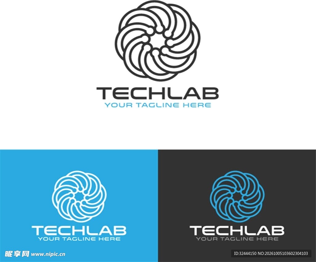 科技风螺旋品牌logo设计