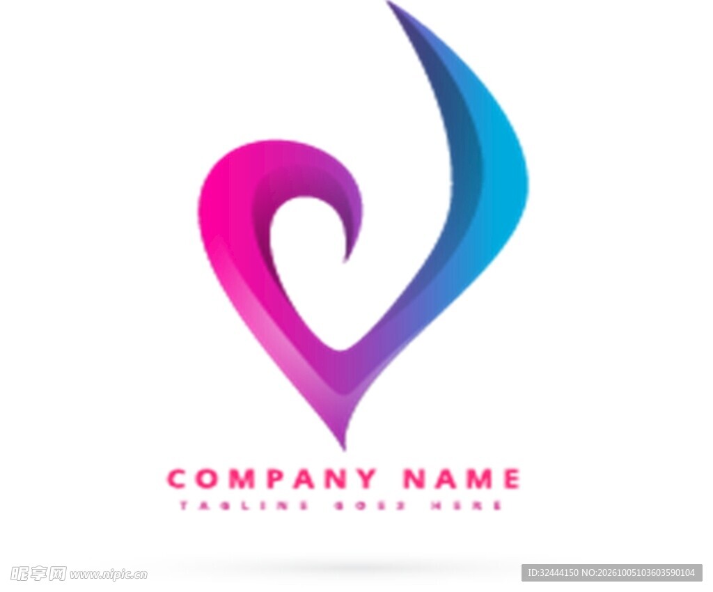 炫彩心形创意logo设计