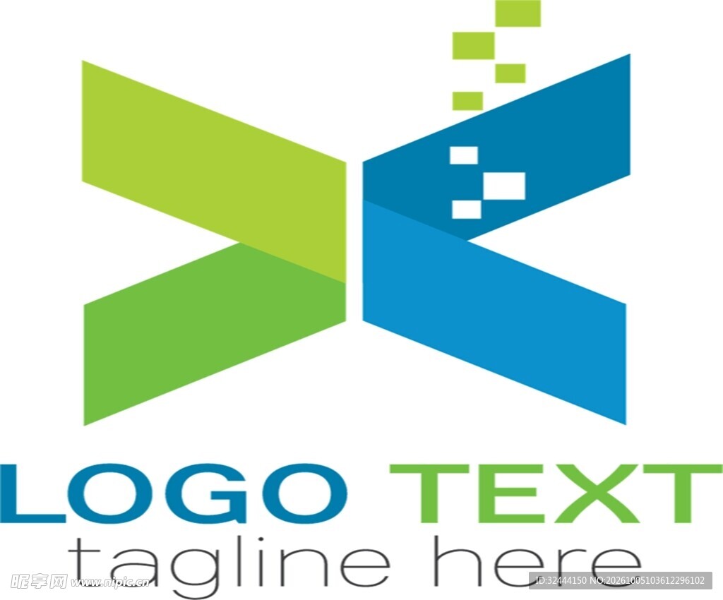 立体科技X形logo设计