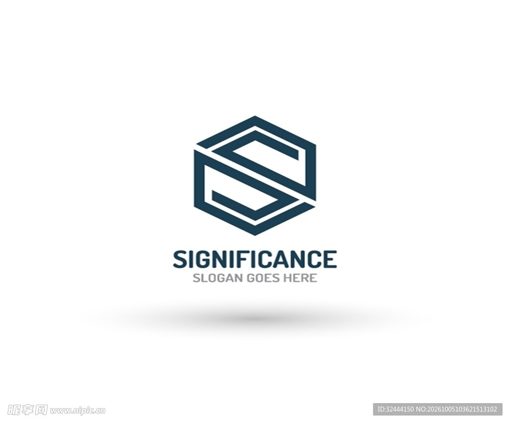 立体S字母六边形logo设计