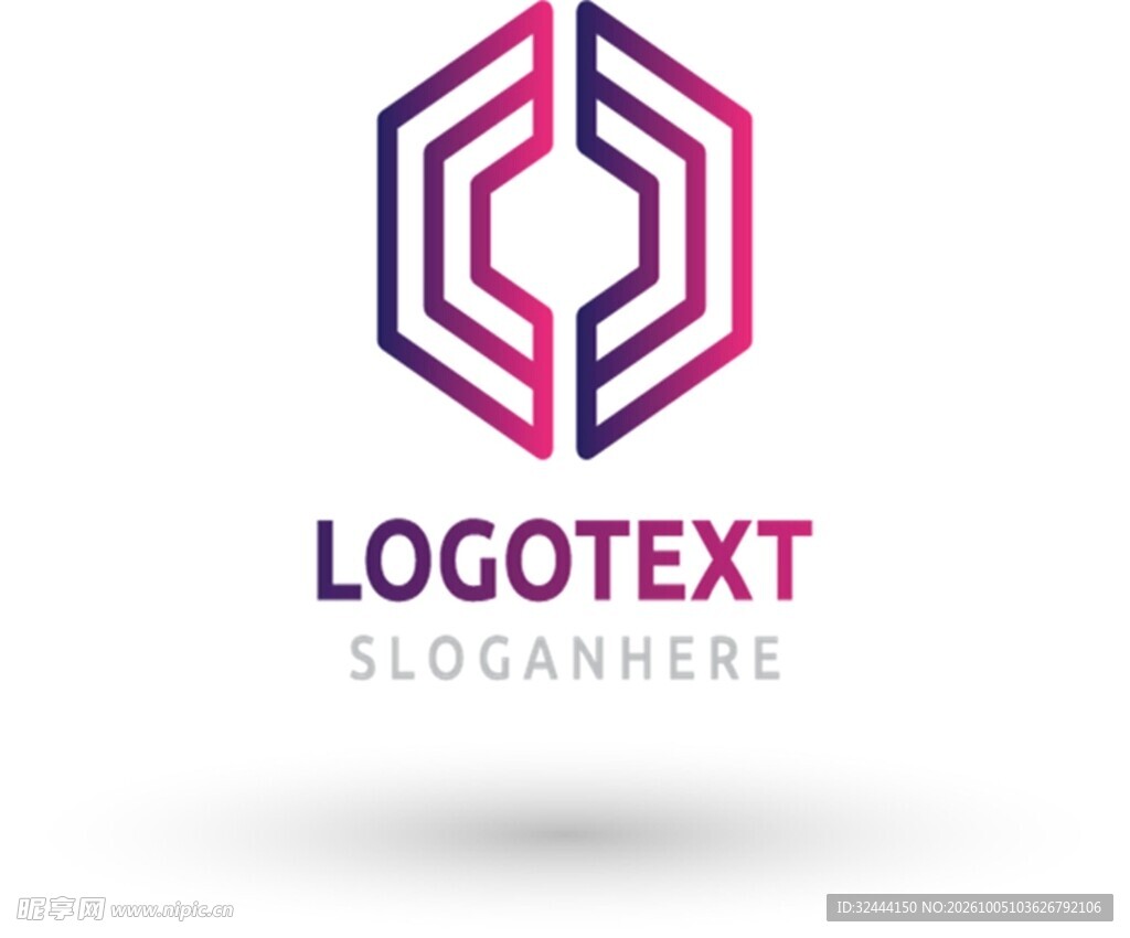 几何渐变六边形logo设计