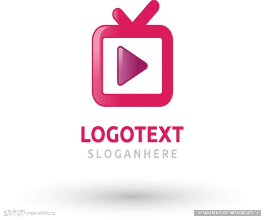 粉色电视播放logo设计