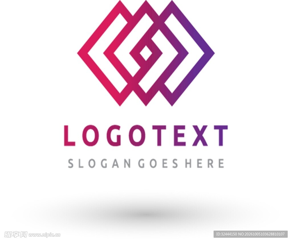 渐变叠层菱形logo设计