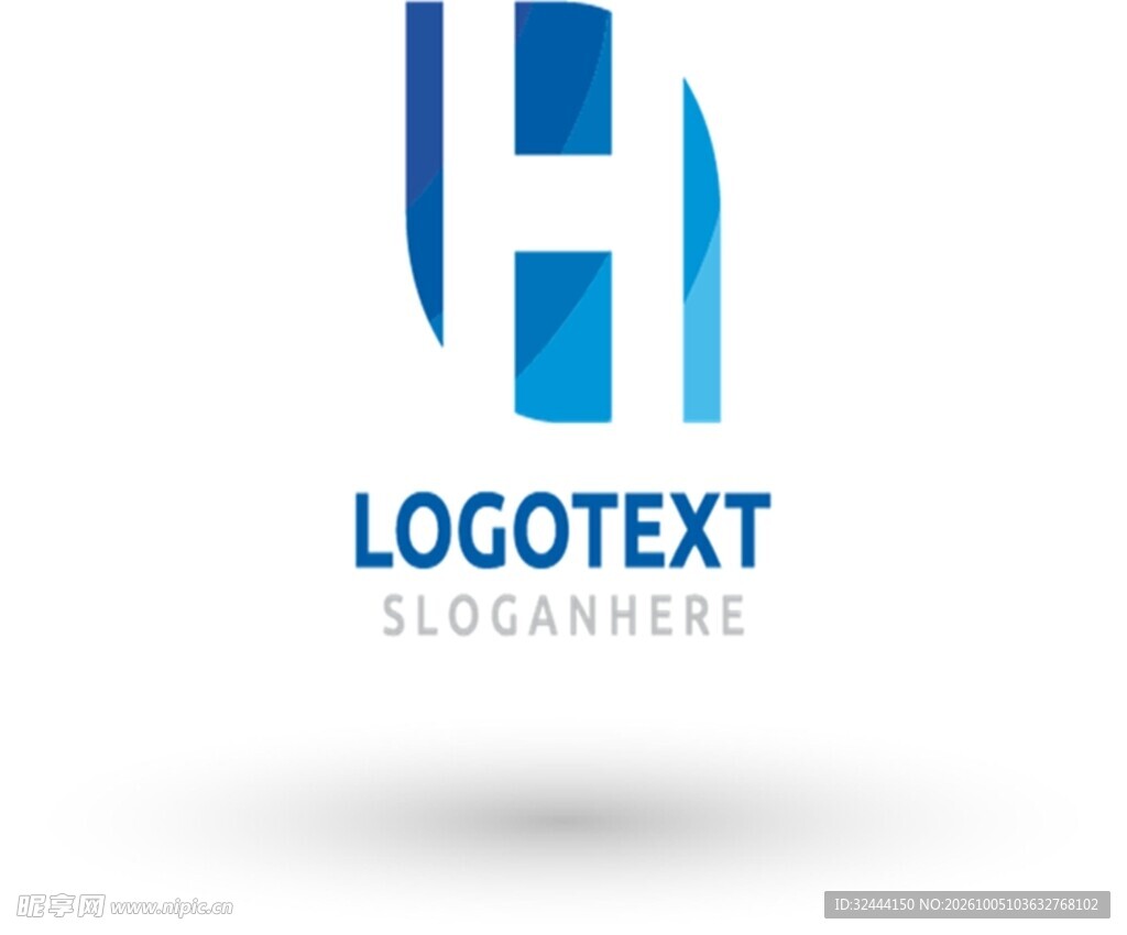 蓝色H字母创意logo设计