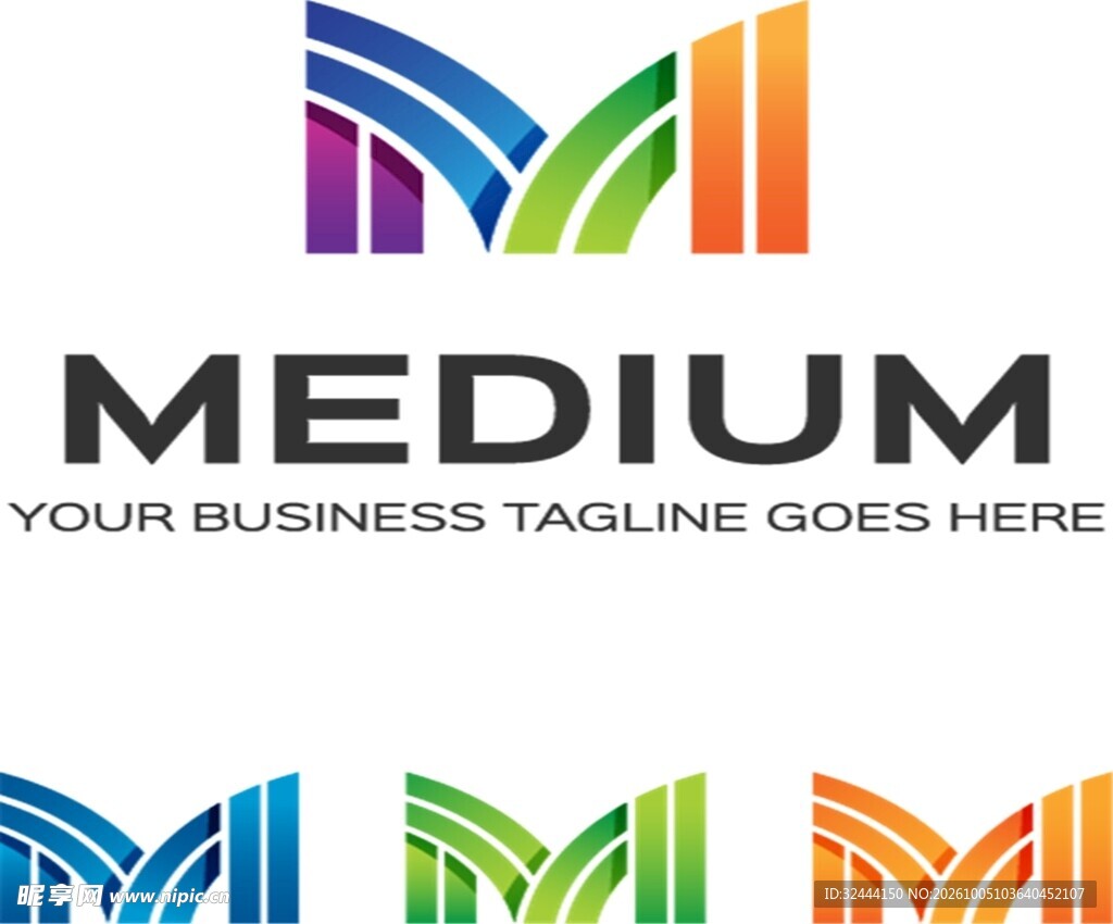 彩色M字母商务logo设计