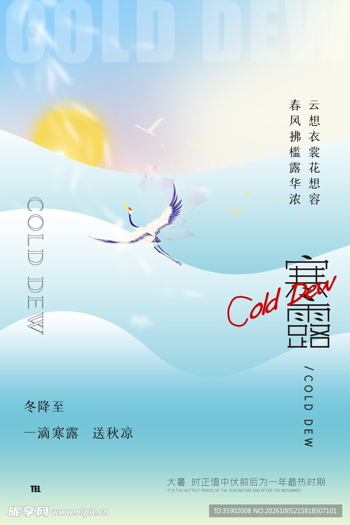 寒露节气冬日插画海报
