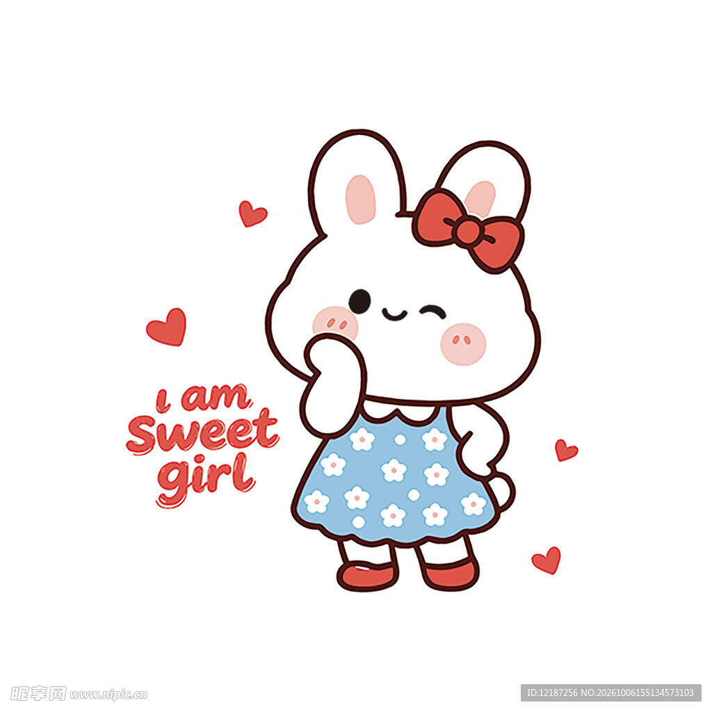 可爱甜妹小兔子插画