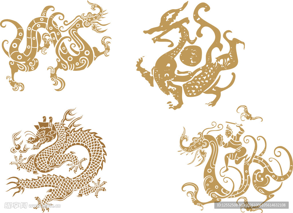 传统金色龙纹图案