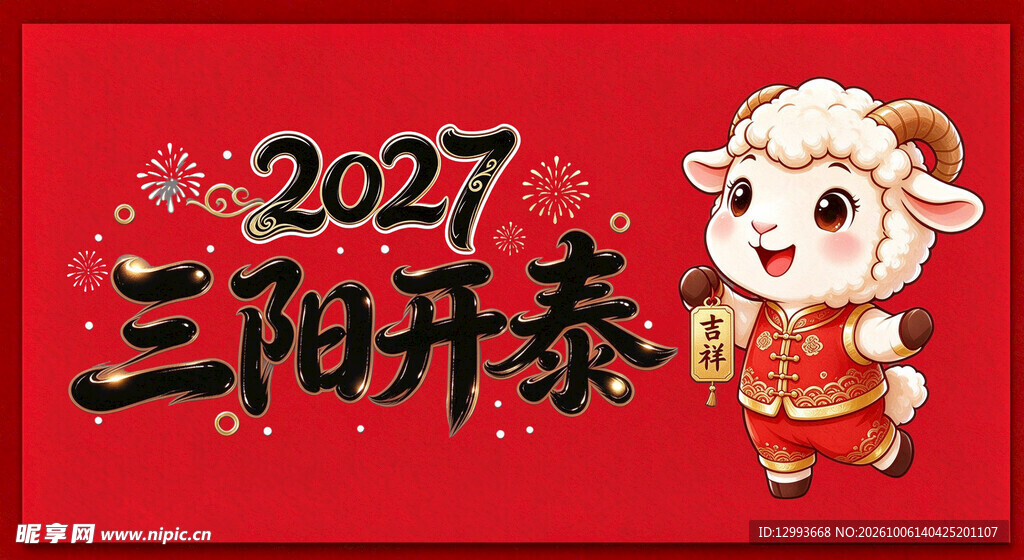 2027羊年三阳开泰贺图