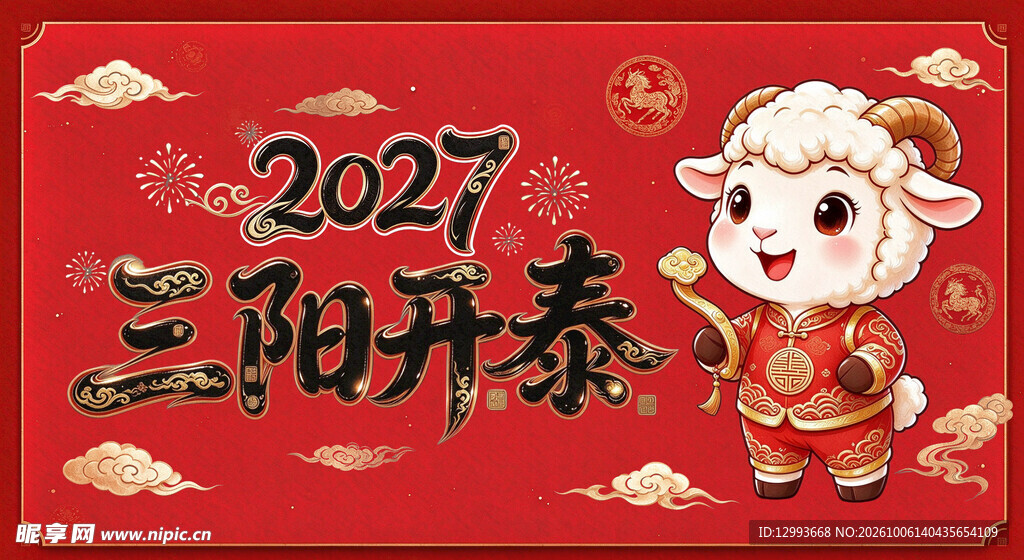 2027羊年三阳开泰贺岁图