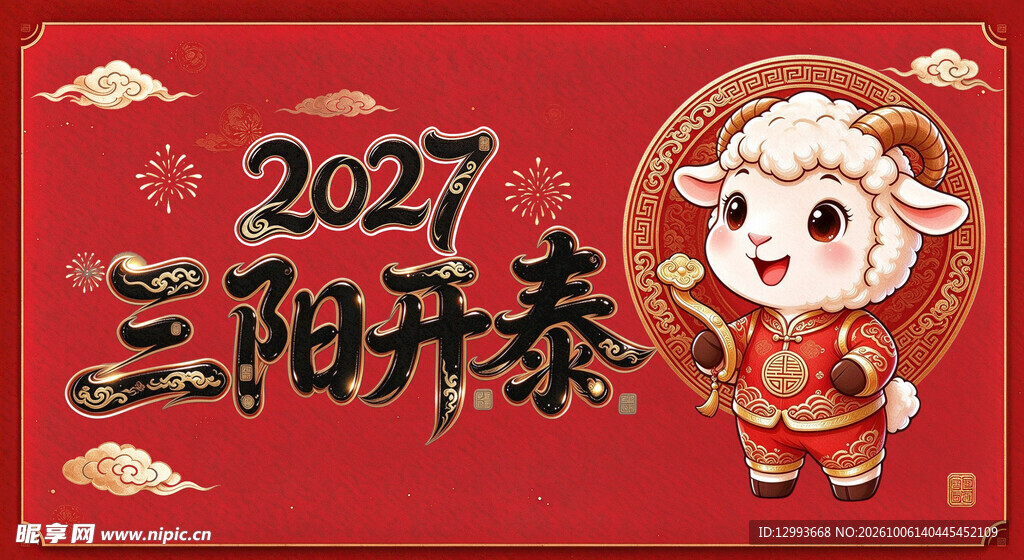 2027三阳开泰新春贺图