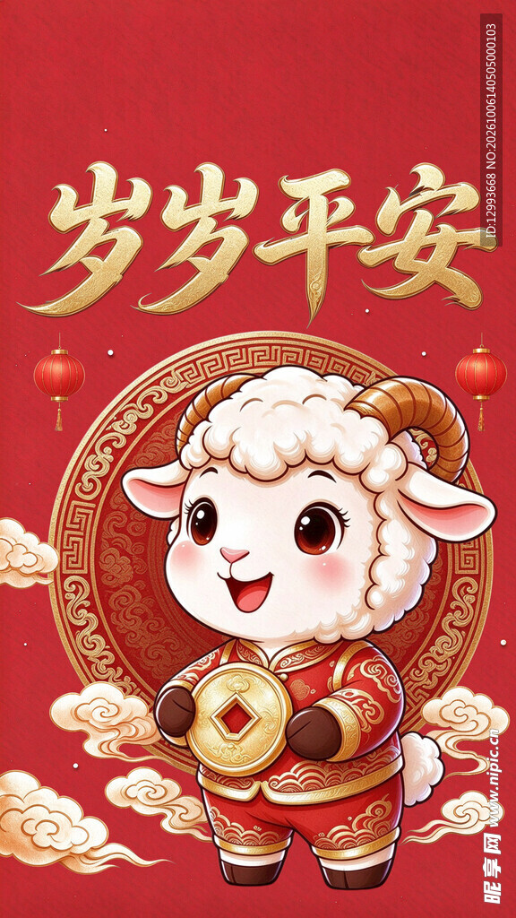 岁岁平安萌羊新春贺图