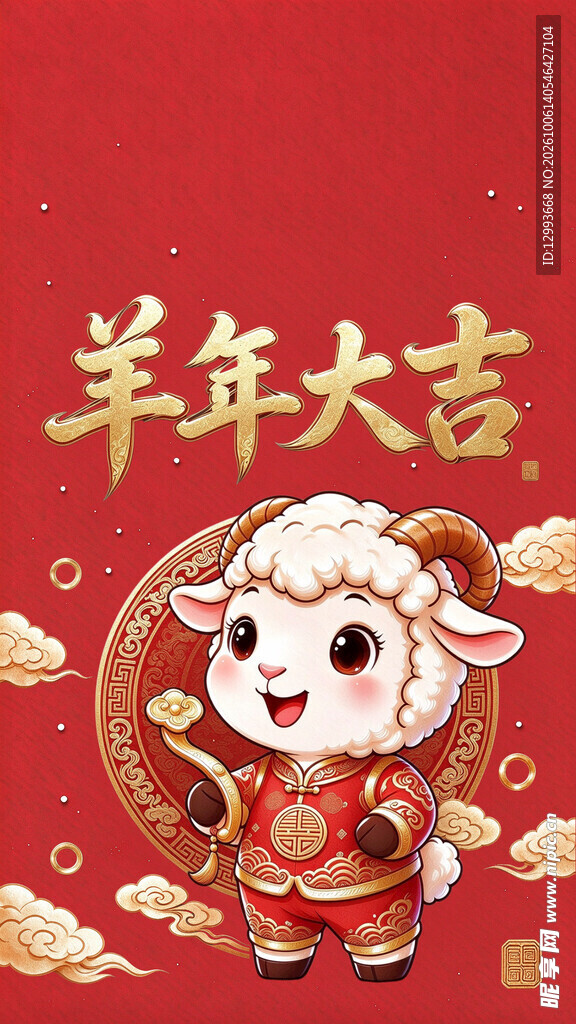 羊年大吉新春贺岁插画