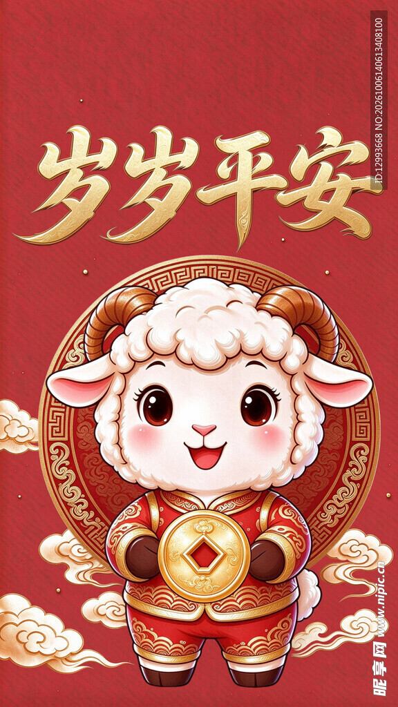岁岁平安萌羊新春贺图