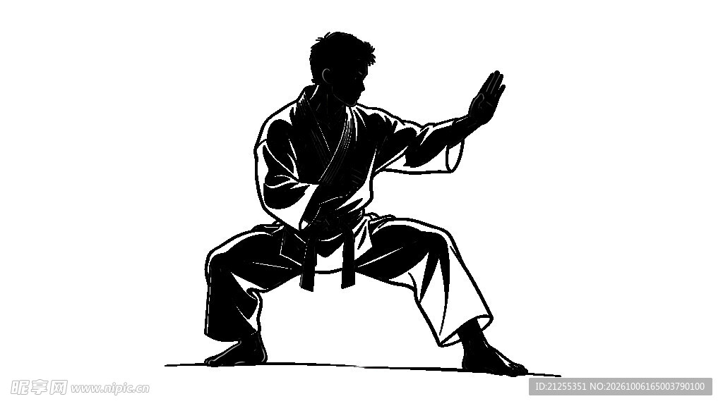 武术马步人物剪影