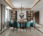 新中式轻奢餐厅效果图