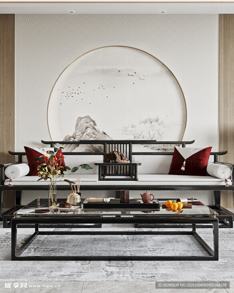 新中式客厅沙发场景