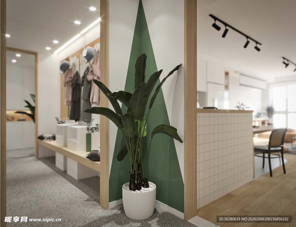 简约服装店室内装修场景