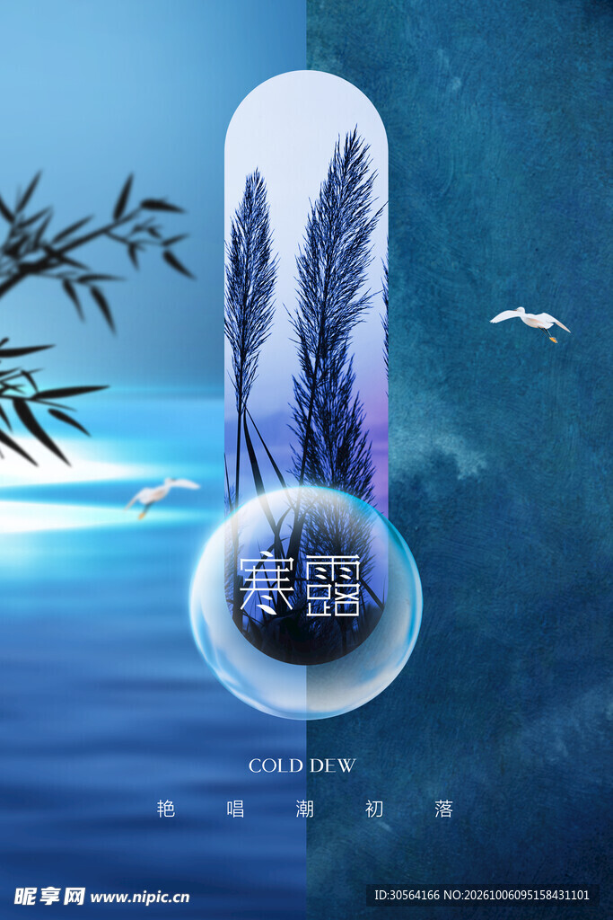 寒露节气创意国风海报