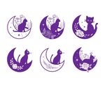 月夜猫咪图标