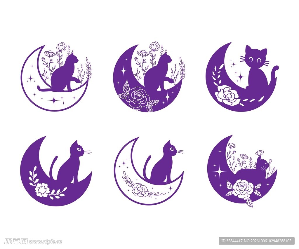月夜猫咪图标
