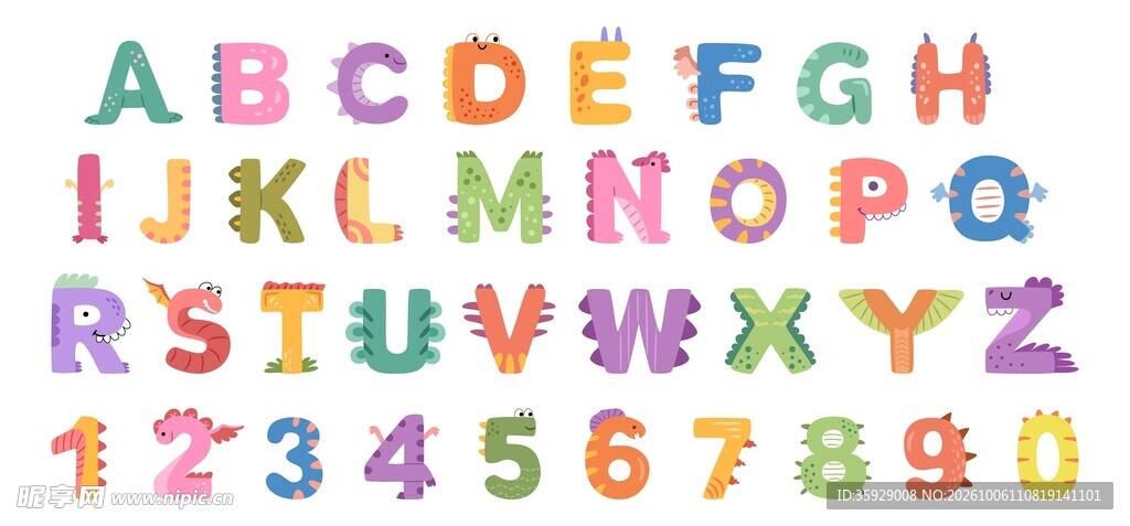 卡通字母数字