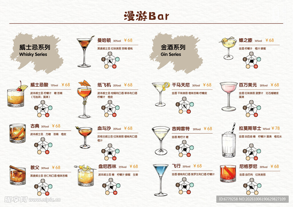 酒吧酒店鸡尾酒水菜单设计