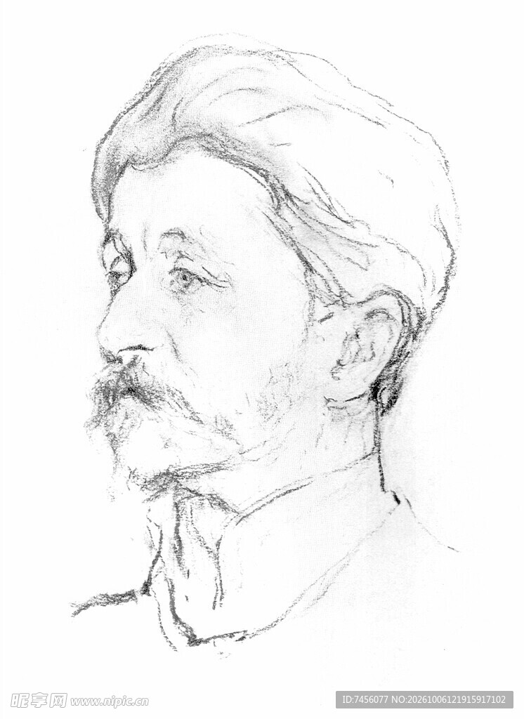 男子侧面素描头像