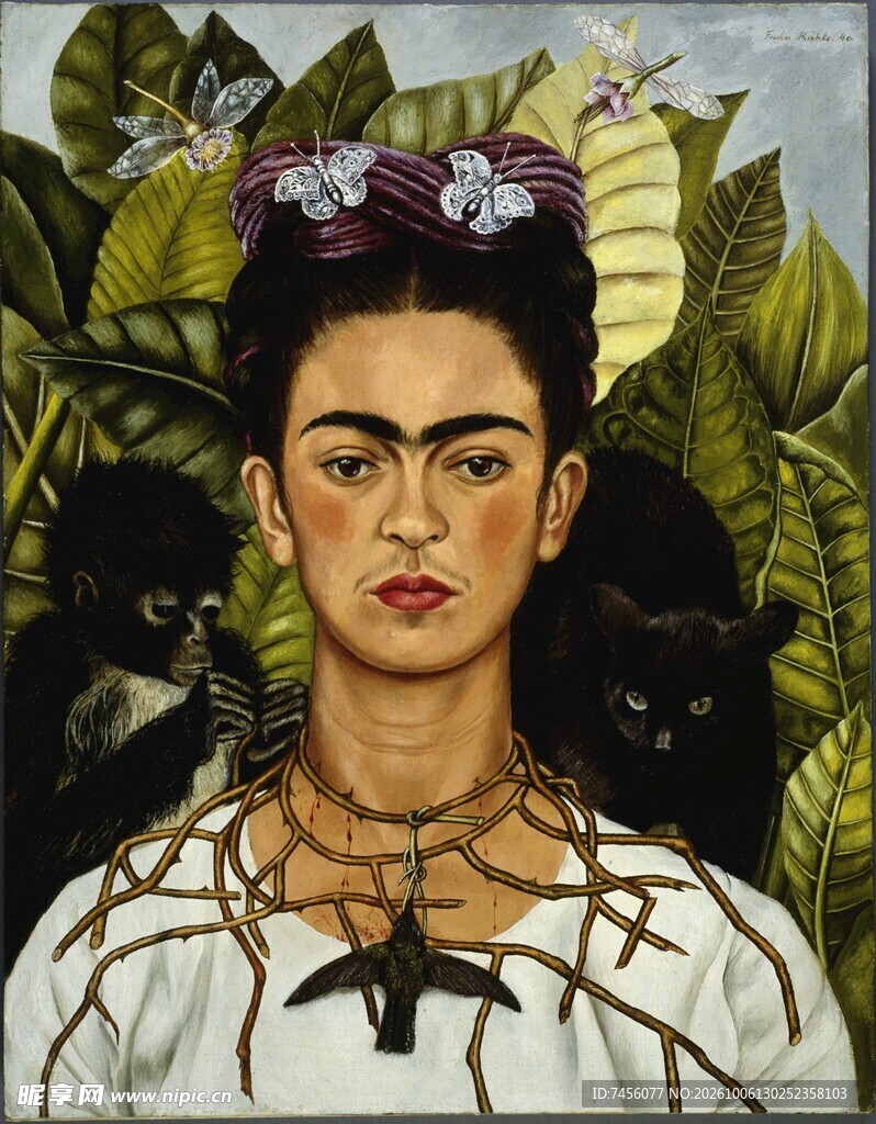 弗里达与黑猫自画像