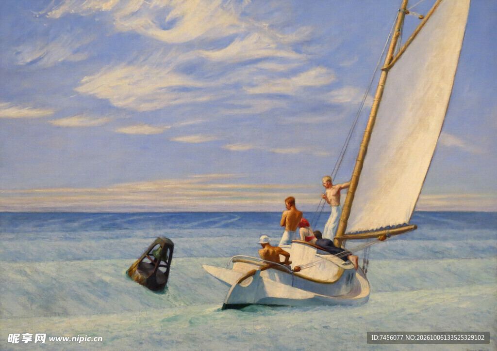 碧海扬帆风景油画