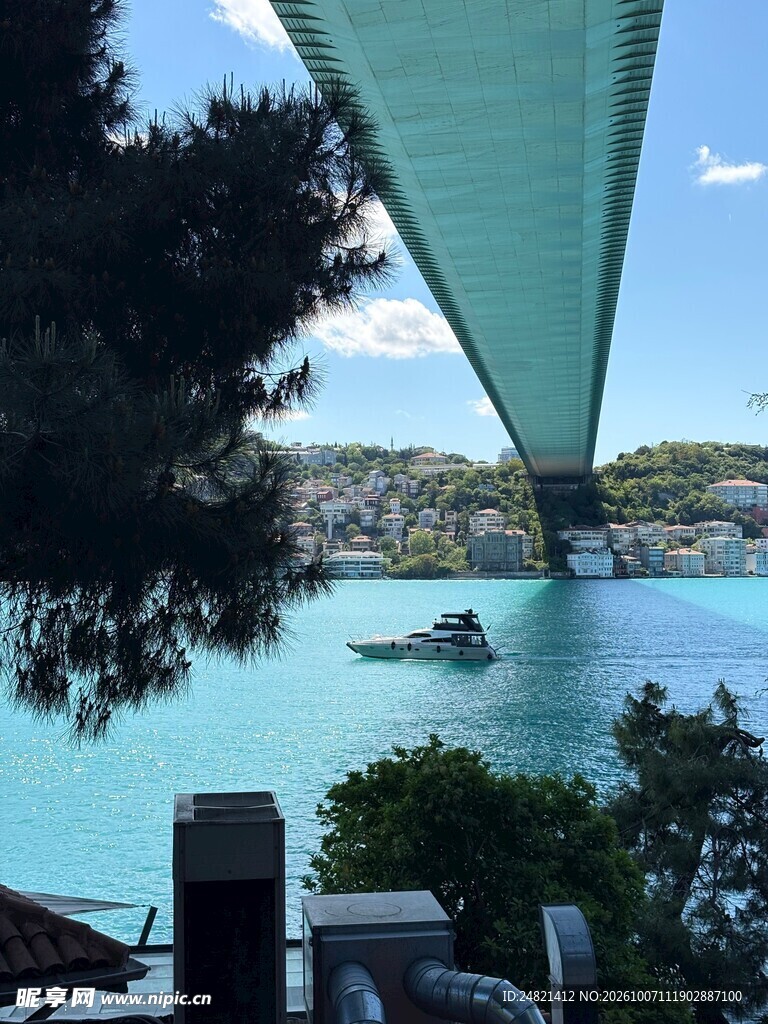 湖岸远眺自然风景