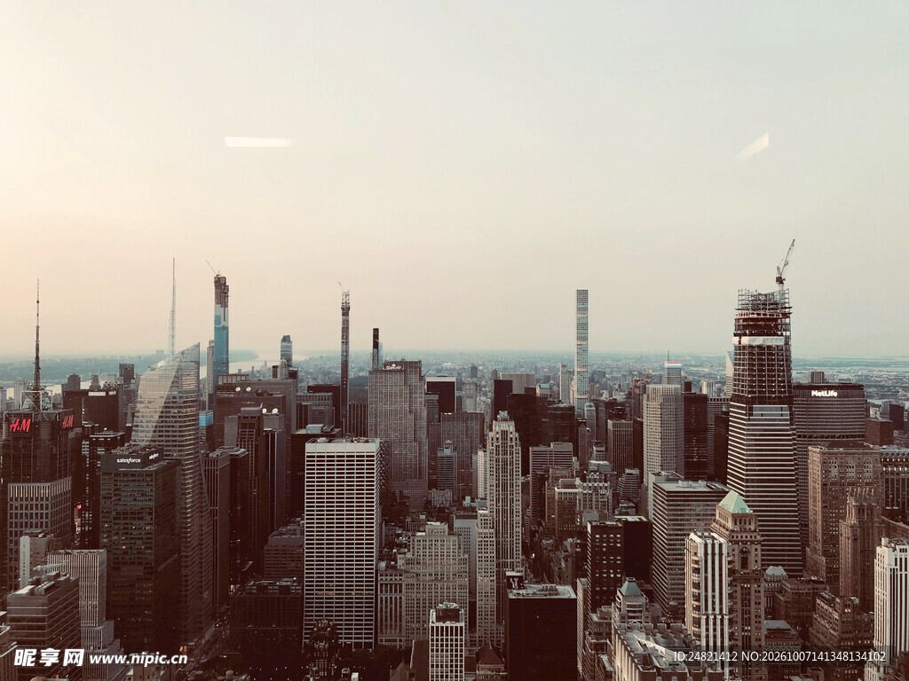 复古城市高空全景