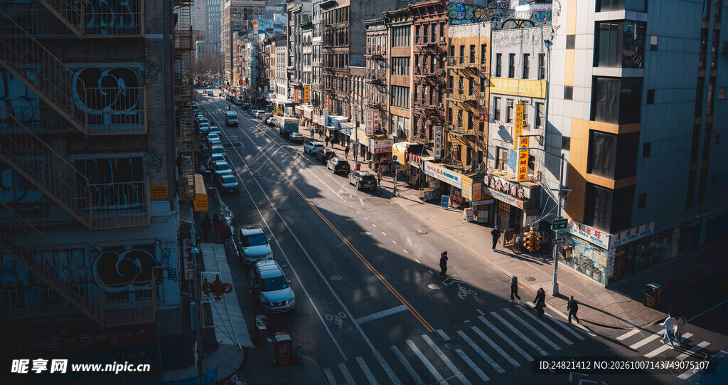 城市黄昏街景俯瞰