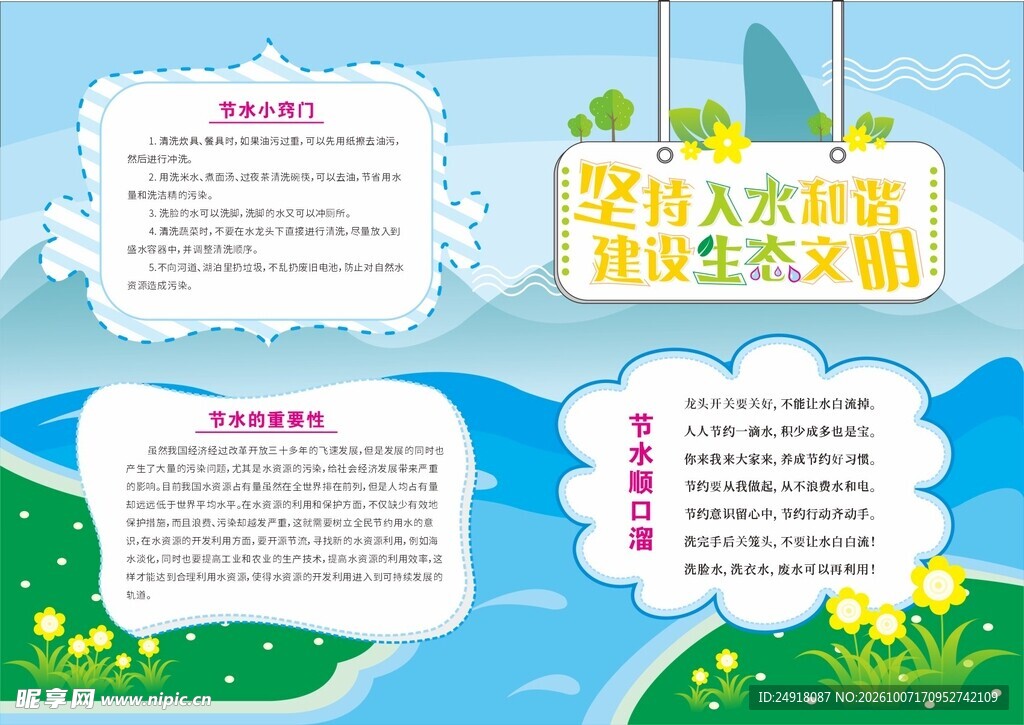 节约用水生态文明环保海报背景