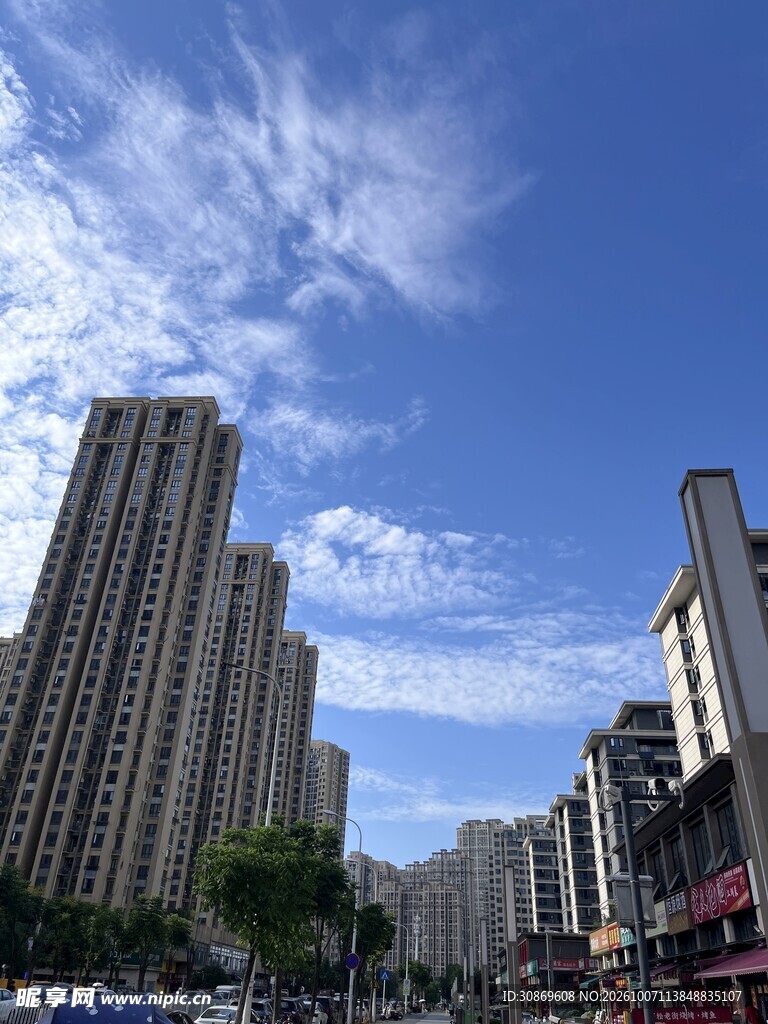 城市高楼蓝天街景