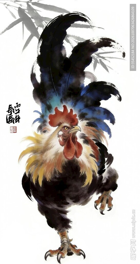 雄鸡捕食图