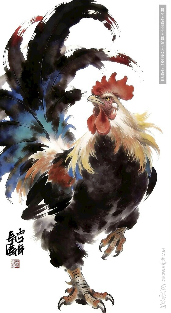 雄鸡阔步图