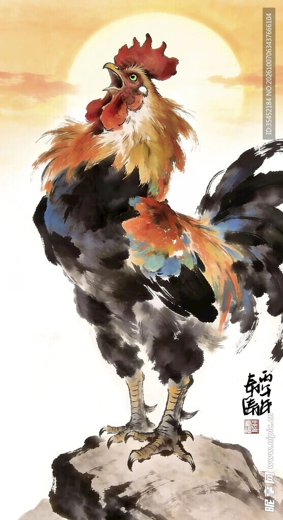 雄鸡报晓图